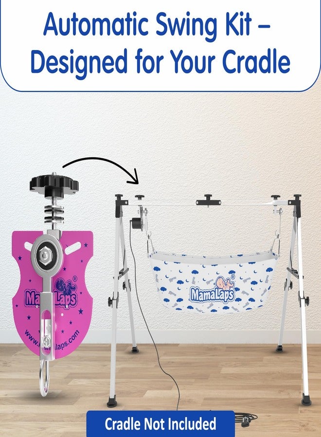 MamaLaps Automatic Baby Cradle Kit | SS Folding cradle Kit | Mild Steel Automatic Ghodiya Kit (Pink) (Cradle not included) - Image 2
