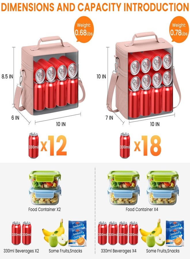 Tenot Insulated Lunch Box for Women Reusable, Leak Proof Cooler Lunch Bag Women for Work Stylish Quilted Lunch Tote Bag for Adult Picnic Travel Hiking Pink - Image 5