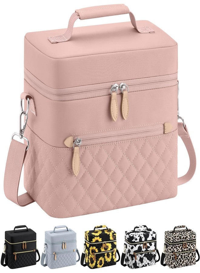 Tenot Insulated Lunch Box for Women Reusable, Leak Proof Cooler Lunch Bag Women for Work Stylish Quilted Lunch Tote Bag for Adult Picnic Travel Hiking Pink - Image 1
