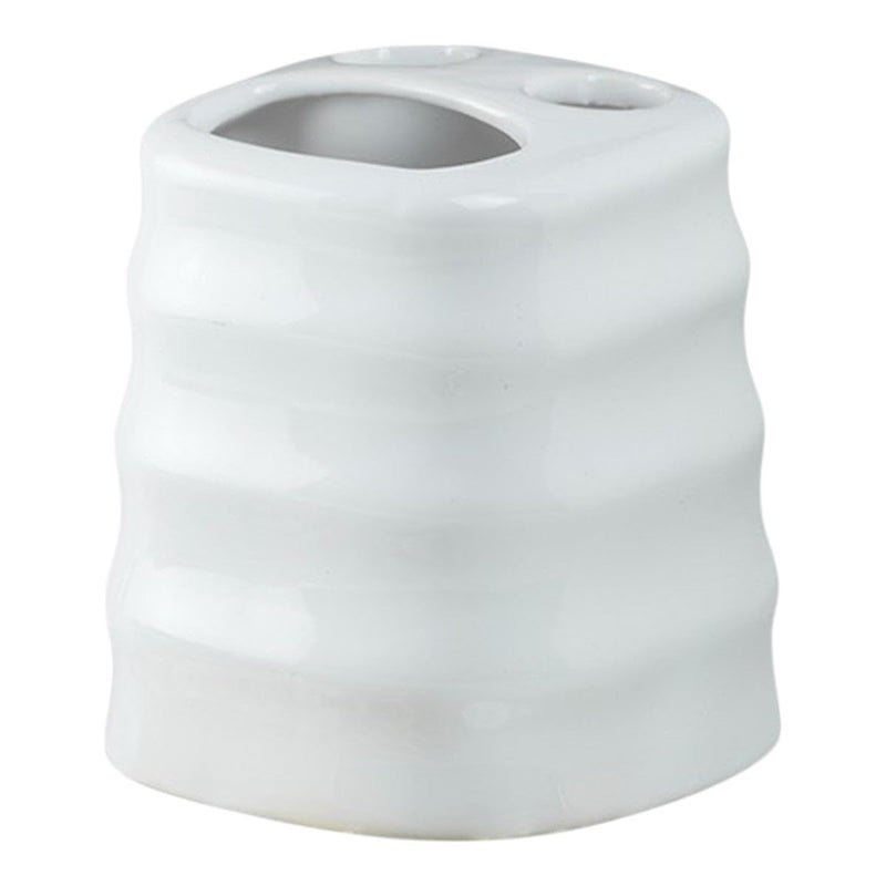 Kookee Ceramic Toothbrush Holder - Stylish & Durable Bathroom Organizer (1 Piece) White (10108-TH) - Image 1