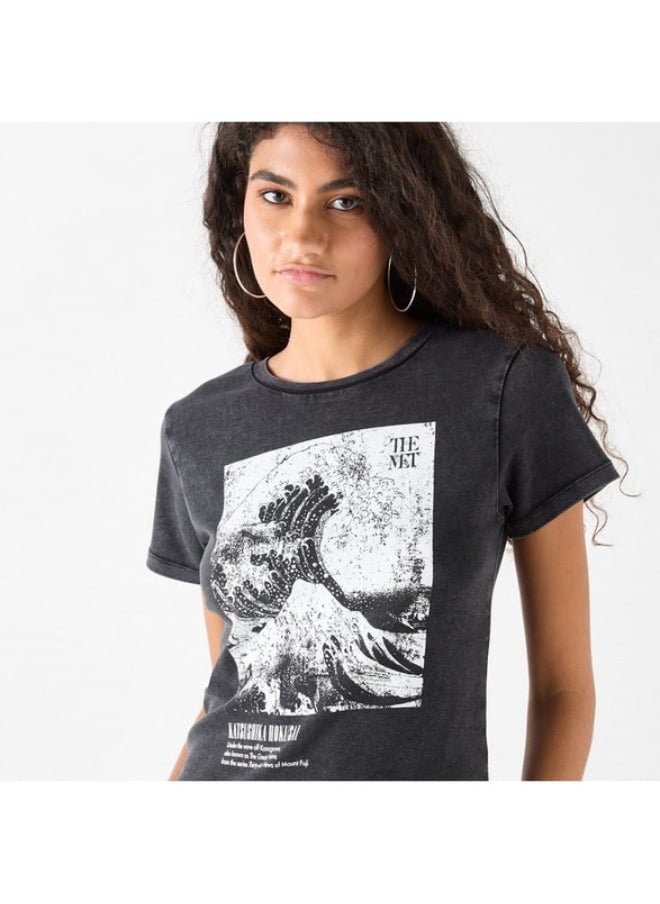 SP Characters The Met Graphic Print Crew Neck T-shirt with Short Sleeves  - Image 2