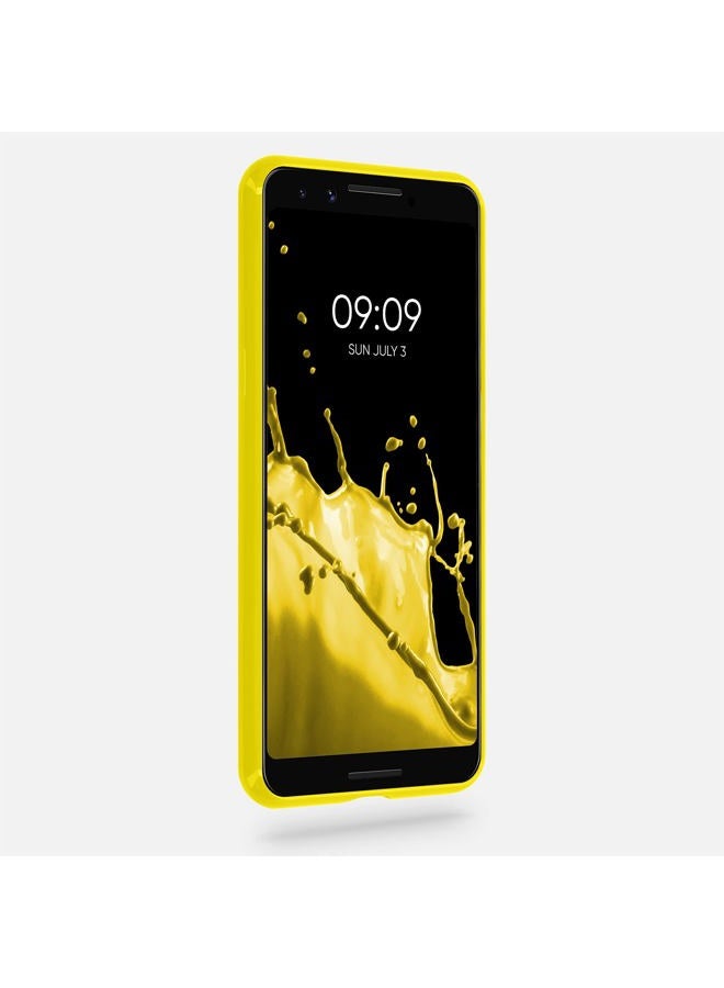 kwmobile Case Compatible with Google Pixel 3 Case - Soft Slim Protective TPU Silicone Cover - Radiant Yellow - Image 2