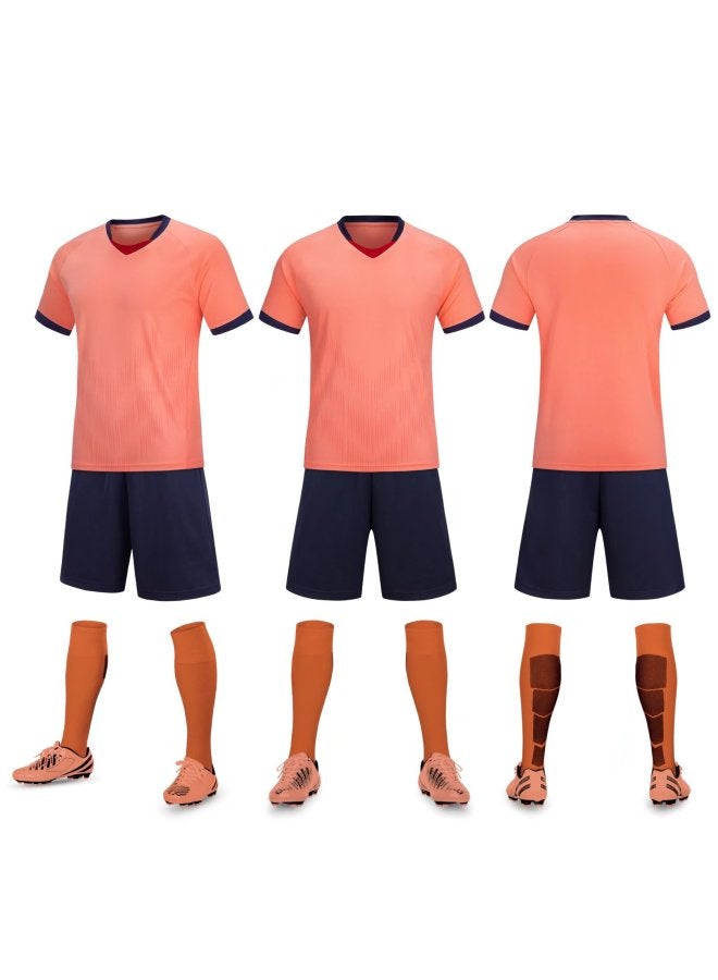 Pink Football Uniforms Short-Sleeved Training Sports Team Uniforms for Kids & Adults