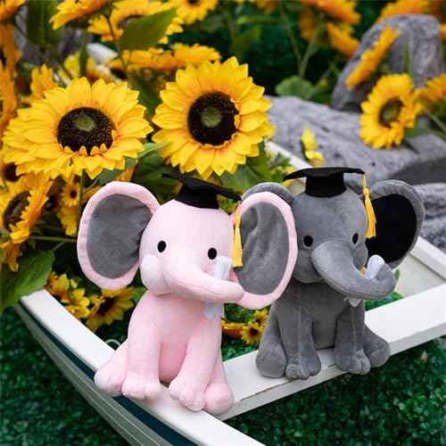 GracesDawn 10 Inch Stuffed Animal Elephant Graduation Elephant with Diploma Tassel Hat Large Stuffed Animal Elephant Plush Toy Graduation Preschool Kindergarten Gift Gifts Grey - Image 5