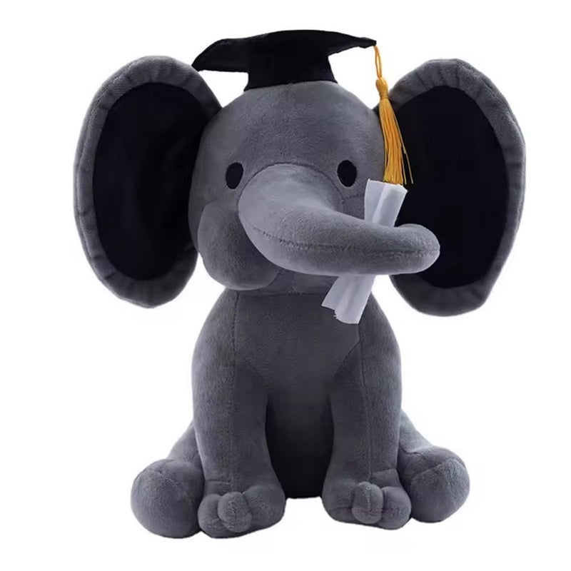 GracesDawn 10 Inch Stuffed Animal Elephant Graduation Elephant with Diploma Tassel Hat Large Stuffed Animal Elephant Plush Toy Graduation Preschool Kindergarten Gift Gifts Grey - Image 3