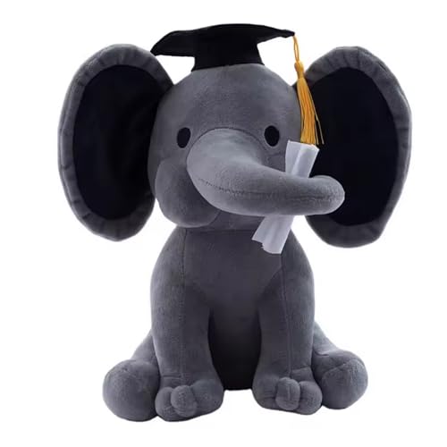 GracesDawn 10 Inch Stuffed Animal Elephant Graduation Elephant with Diploma Tassel Hat Large Stuffed Animal Elephant Plush Toy Graduation Preschool Kindergarten Gift Gifts Grey - Image 1