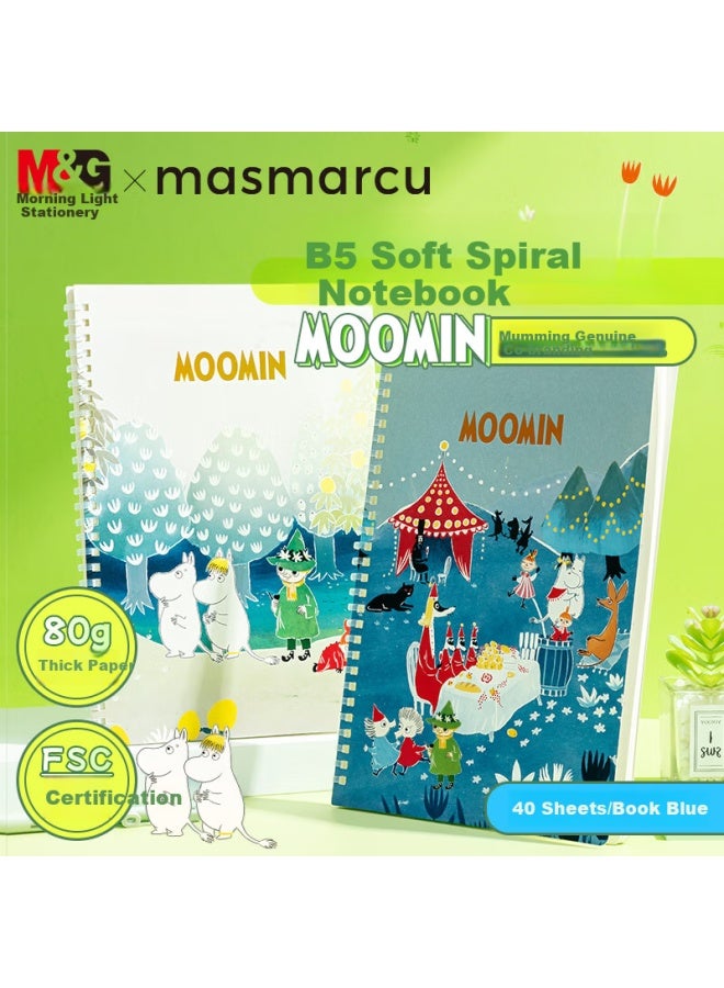 Masmarcu M&g Muming B5 Notebook, High-quality Simple Soft Spiral-bound Book, Student Error Correction Notebook, Study Supplies, Blue, 1 Book, 40 Sheets, Xq028622 - Image 1