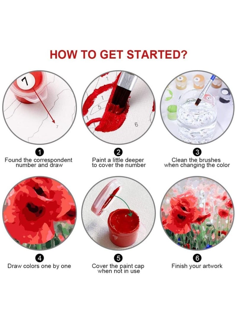 NIBEMINENT DIY Paint by Numbers Canvas Oil Painting Kit Kits on Flowers for Kids & Adults 16" W x 20" L Drawing Paintwork with Paintbrushes Acrylic Pigment-Flying Flower - Image 5