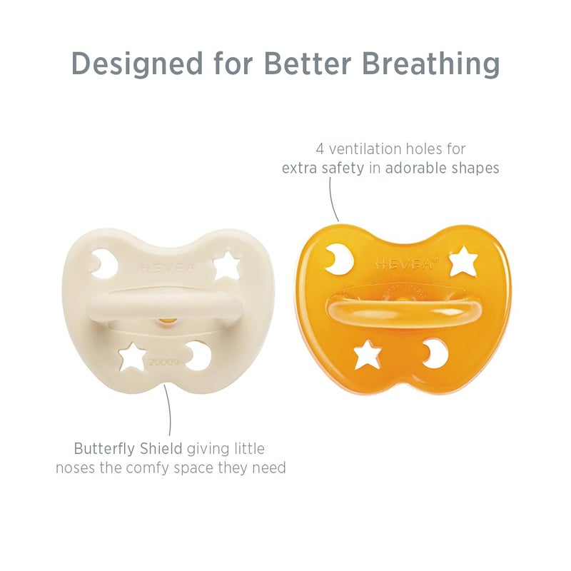 Hevea لهاية هيڤيا من المطاط الطبيعي - دائري 3-36 شهر - عبوة من اثنين - أبيض حليبي وطبيعي - Image 2