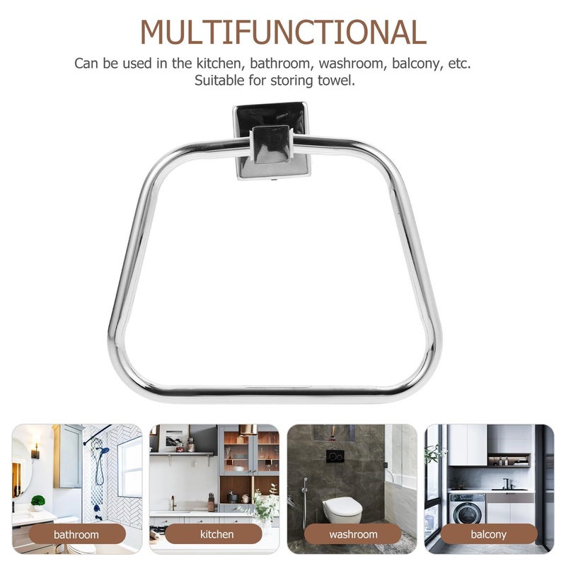 Brushed Stainless Steel Towel Ring Wall Mount Hand Towel Holder Rustproof - Image 5