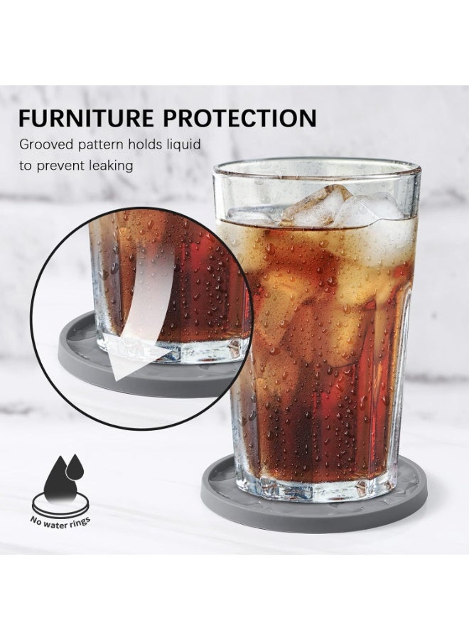 هومستر السيليكون كوسترز مع حامل، [6 حزمة] كوسترز الشرب - كأس حصيرة للمشروبات الساخنة أو الباردة، سميكة، غير انزلاق، غير عصا، علبة عميقة - Image 4