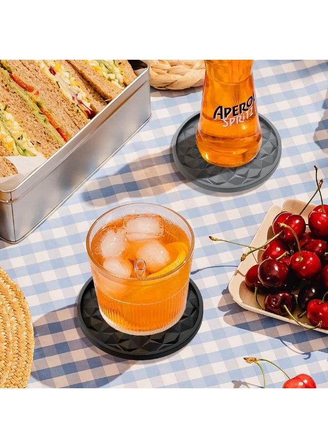 هومستر السيليكون كوسترز مع حامل، [6 حزمة] كوسترز الشرب - كأس حصيرة للمشروبات الساخنة أو الباردة، سميكة، غير انزلاق، غير عصا، علبة عميقة - Image 5