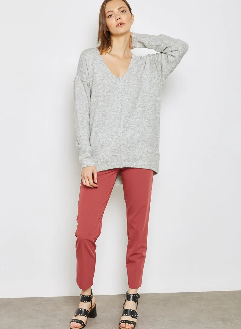 TOPSHOP Long Line V-Neck Sweater
