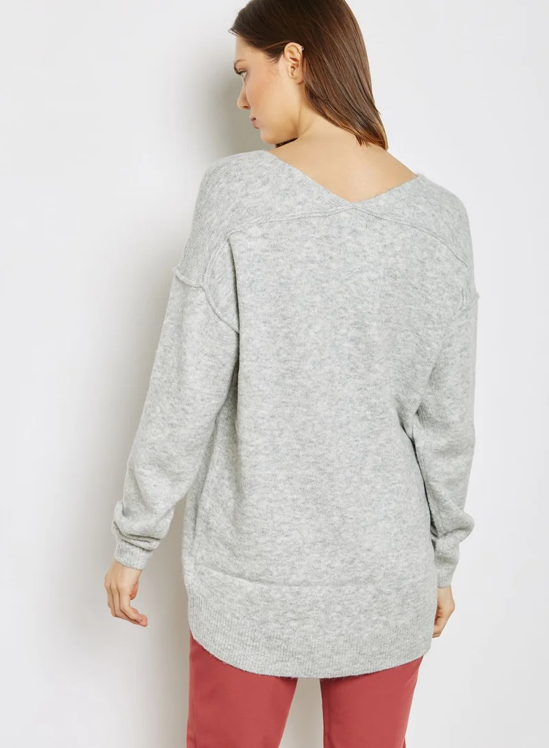 TOPSHOP Long Line V-Neck Sweater