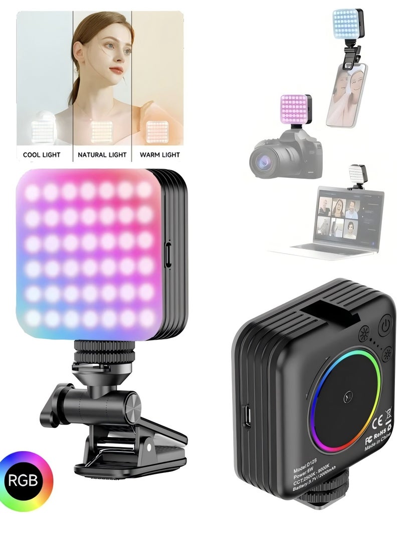 Generic Photography Color Fill Light 108LED 2000mAh , Selfie Light USB Rechargeable for Photo & Video with Front Back Clip for Phones Laptops Makeup TikTok Stream  - Image 1