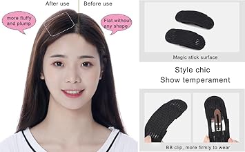ASTRQLE 6 Pcs Thin Style Bump It Up Volume Hair Base Set Volume Hair Base Inserts Bump It Up Hair Pads Hair Bun Maker Hair Styling Clip AccessoriesBlack - Image 2