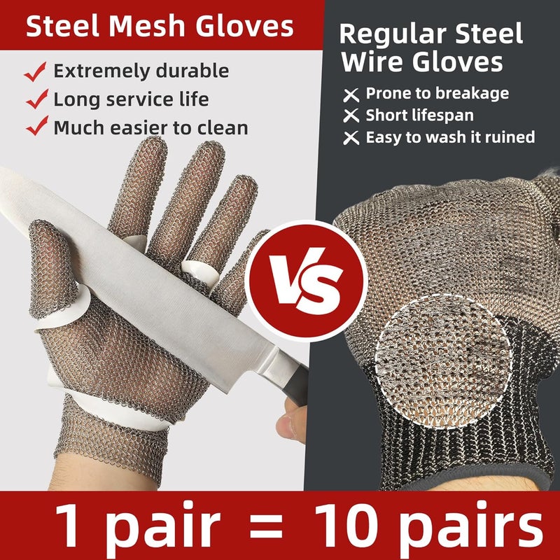 Schwer Highest Level Cut Resistant Stainless Steel Metal Mesh Chainmail Glove, XXL - Image 3