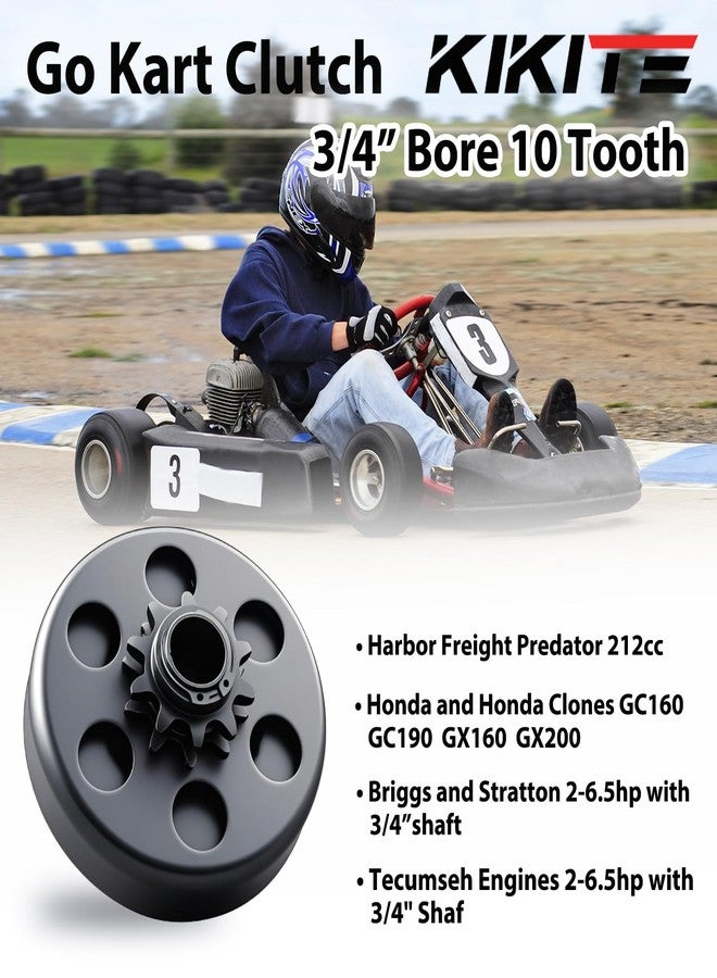 KIKITE Go Kart Clutch 3/4" Bore 10 Tooth For 40/41/420 Chain, Minibike Chain Centrifugal Clutch 10T Fit 6.5HP - Image 2