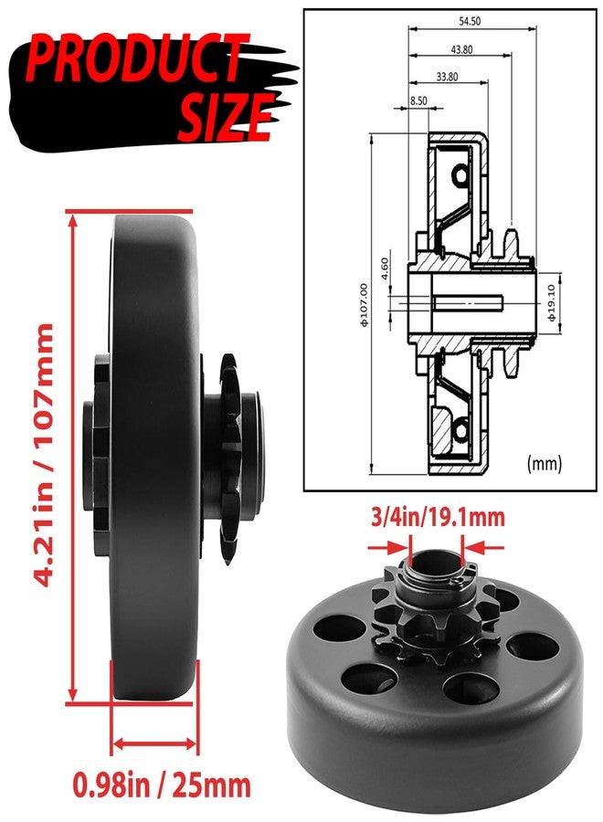 KIKITE Go Kart Clutch 3/4" Bore 10 Tooth For 40/41/420 Chain, Minibike Chain Centrifugal Clutch 10T Fit 6.5HP - Image 3