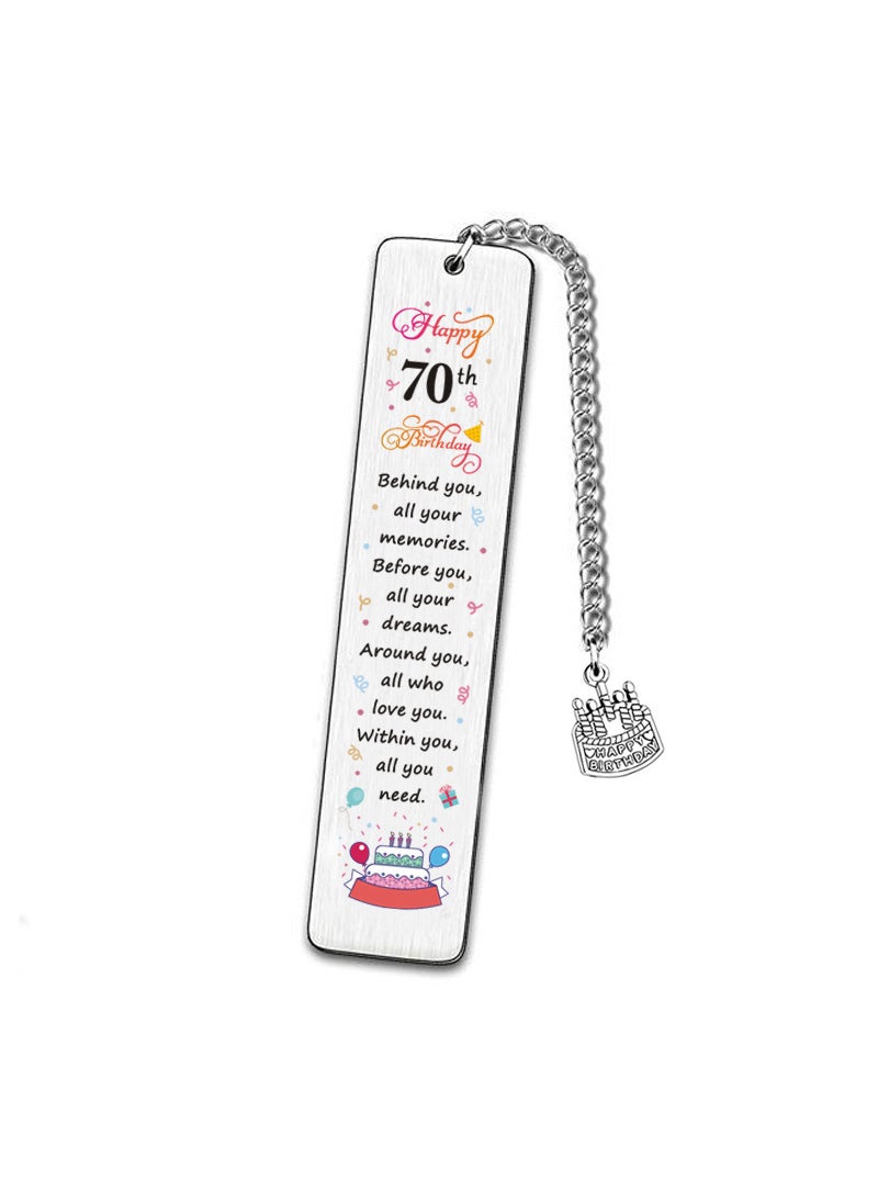 Generic - Stainless Steel Metal Bookmark Customizable Laser Engraving Birthday Gift Colorful Logo Design Bookmark Factory For Birthdays 70-year-old color bookmark - Image 1
