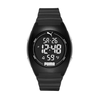 PUMA Unisex Digital Watch With Black Polyurethane Strap - 3 ATM - PU P6015