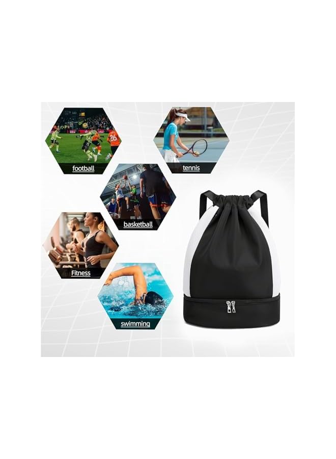 PROMASS Large Drawstring Backpack Sports Gym Sackpack Basketball Bag String Bag Cinch Beach Swim Bag For Women Men - Image 5