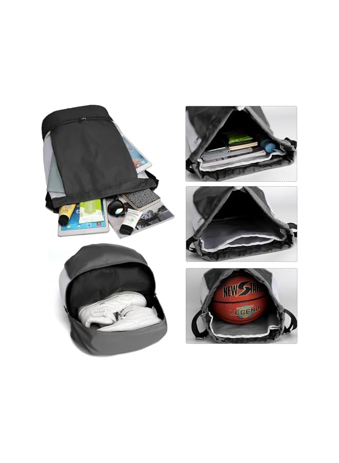 PROMASS Large Drawstring Backpack Sports Gym Sackpack Basketball Bag String Bag Cinch Beach Swim Bag For Women Men - Image 2