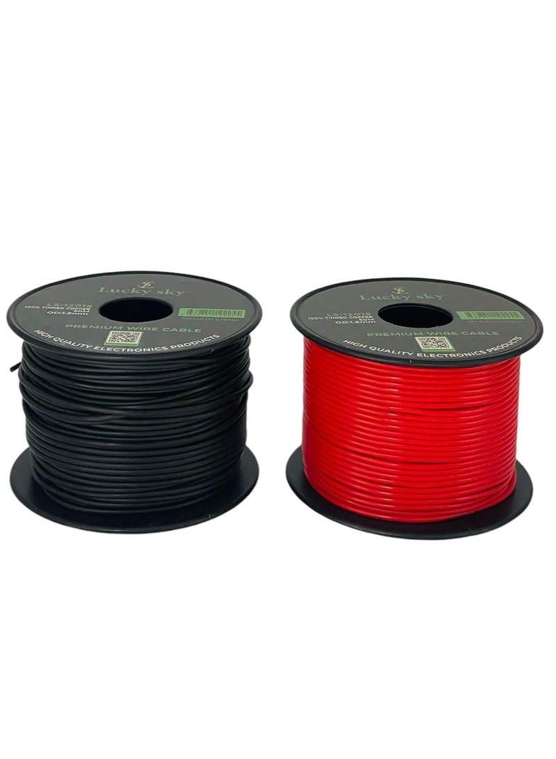 Lucky Sky لاكي سكاي 2 قطعة 20AWG سلك 50 متر 164 قدم OD: -1.8 مم LK-12018 أسلاك نحاسية معلبة مرنة 2 سلك ربط مختلف أحمر / أسود تقطعت بهم السبل. - Image 1