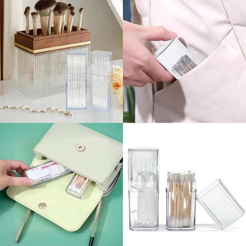 Duomama Bulk storage easy optimized build 2Pcs Clear Travel Cotton Swab Holder Set - Portable Dispenser Box with Lid for Q-Tips, Toothpicks, Makeup Removers & Hair Clips - Compact Organizer for Home, Bathroom, Gym & Vacation Chemical free - Image 2