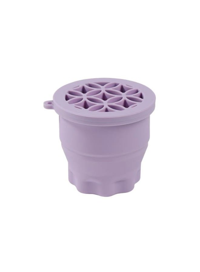 SIXHANS 3-IN-1 Silicone Makeup Brush Cleaner & Holder - Portable Folding Washing Tool,Travel-Friendly Brush Cleaner Mat for Brushes,Sponge,Powder Puff - Cosmetic Brush Cleaning & Drying Organizer-Purple - Image 1