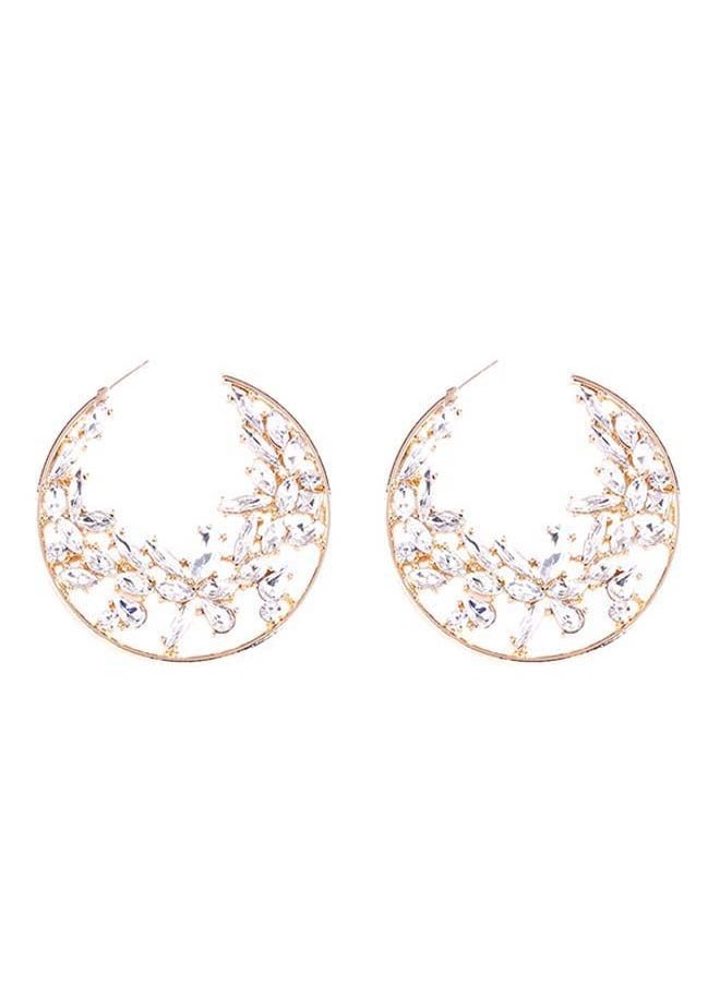 NIBEMINENT - Stone Studded Hoop Earrings - Image 1