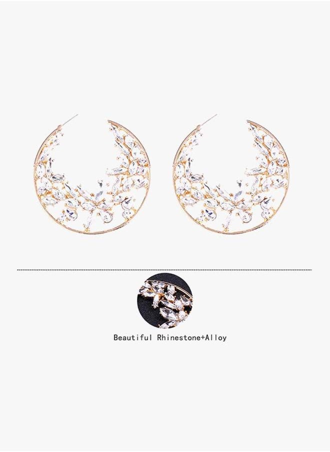 NIBEMINENT - Stone Studded Hoop Earrings - Image 1