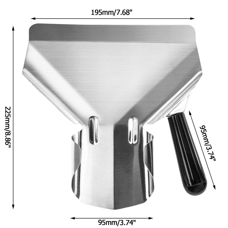 Bonsicoky Stainless Steel French Fry Popcorn Scoop, Quick Fill Tool for Food Bags & Boxes, Multipurpose Utility Scooper for Bagger French Fries, Snacks, Desserts, Ice, Dry Goods - Image 2
