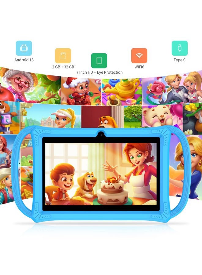 PRITOM Kids Tablets 7 inch, 32 GB,Perfect Size for Toddler Tablet with Un-Zipped Case, WiFi, Dual Camera, Education, Games, Kids Software Pre-Installed, Parental Control (Blue) - Image 2