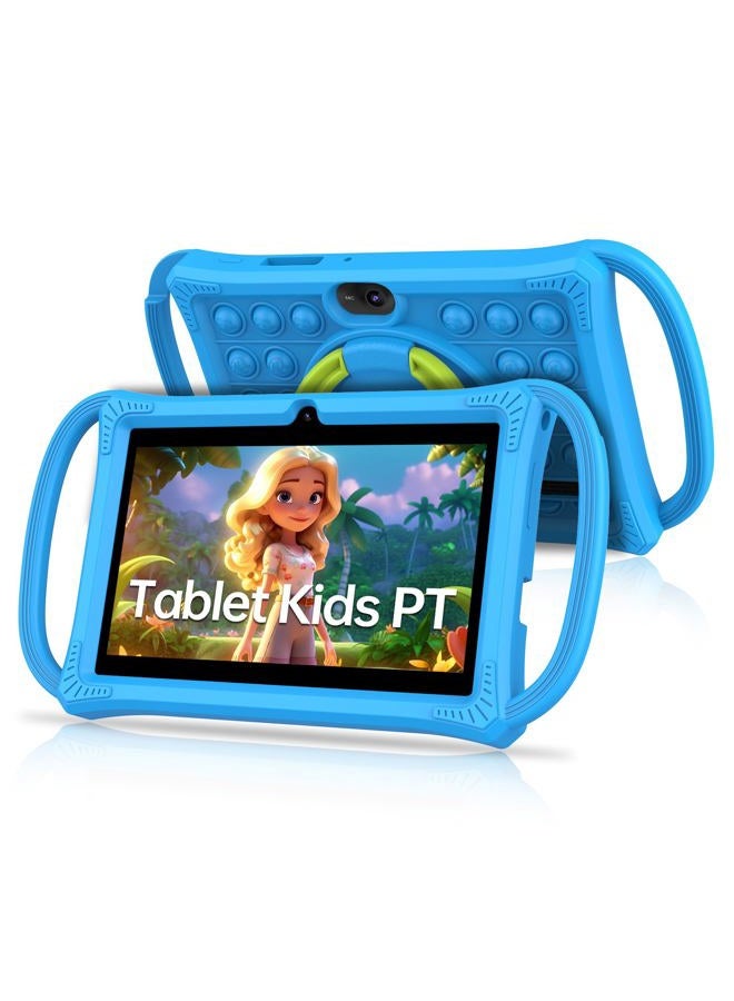 PRITOM Kids Tablets 7 inch, 32 GB,Perfect Size for Toddler Tablet with Un-Zipped Case, WiFi, Dual Camera, Education, Games, Kids Software Pre-Installed, Parental Control (Blue) - Image 1
