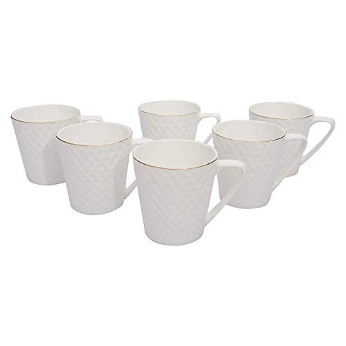 Saaikee Bone China Tea Coffee Cups Set of 6, Gold Line Printed Tea Cup Set of 6 | Multicolor Tea & Coffee Cup Set | Coffee Cup Set of 6 for Kitchen & Dining - Image 1