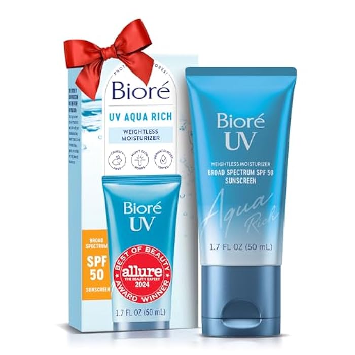 Bioré Biore UV Aqua Rich Daily Hydrating Facial Moisturizer with SPF 50 | Oil Free Sunscreen for Sensitive Skin with Hyaluronic Acid, Non-Comedogenic, Dermatologist Tested, 1.7 Oz - Image 1