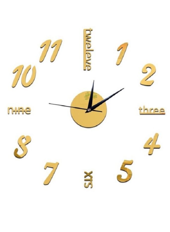 DIY Wall Clock Wall Decal Home Silent Clock Gold 40cm - Image 1