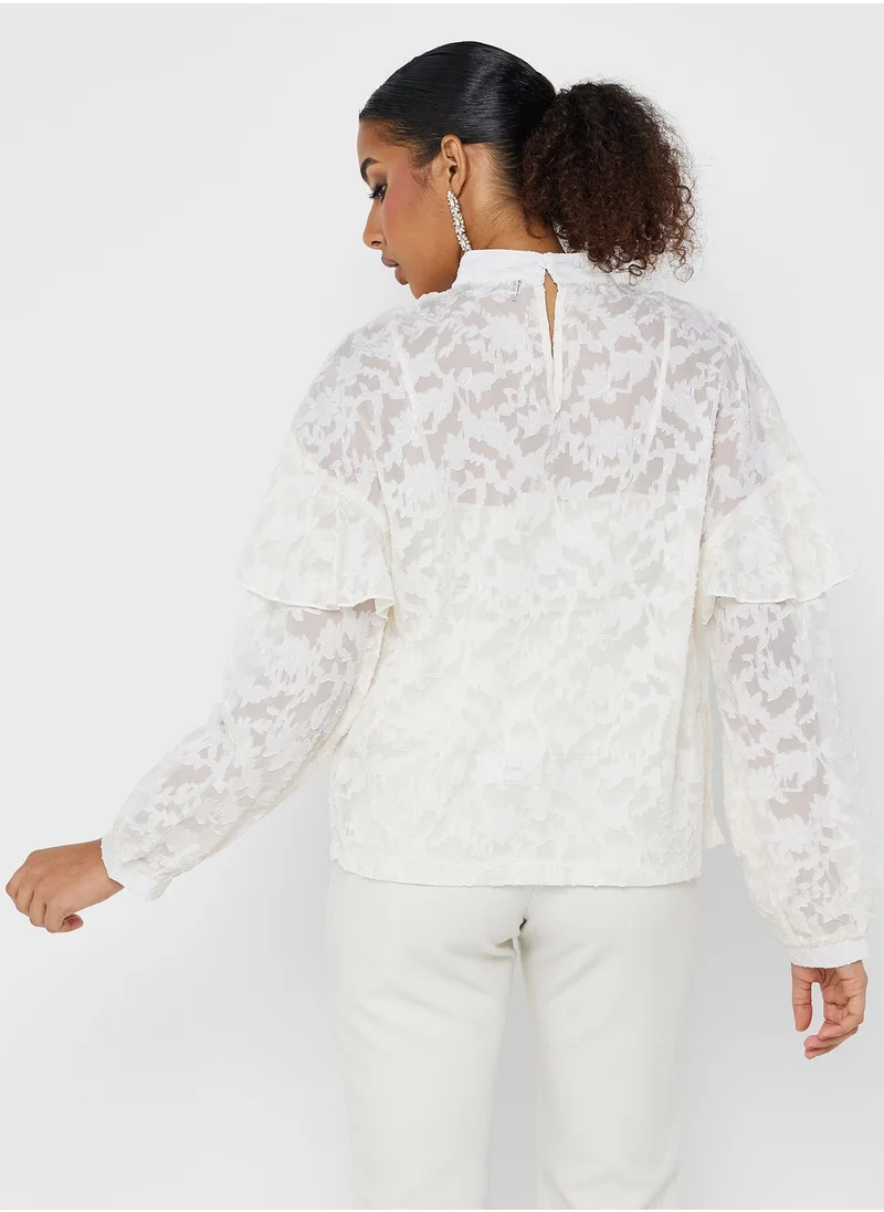 Khizana Lace Top With Ruffles