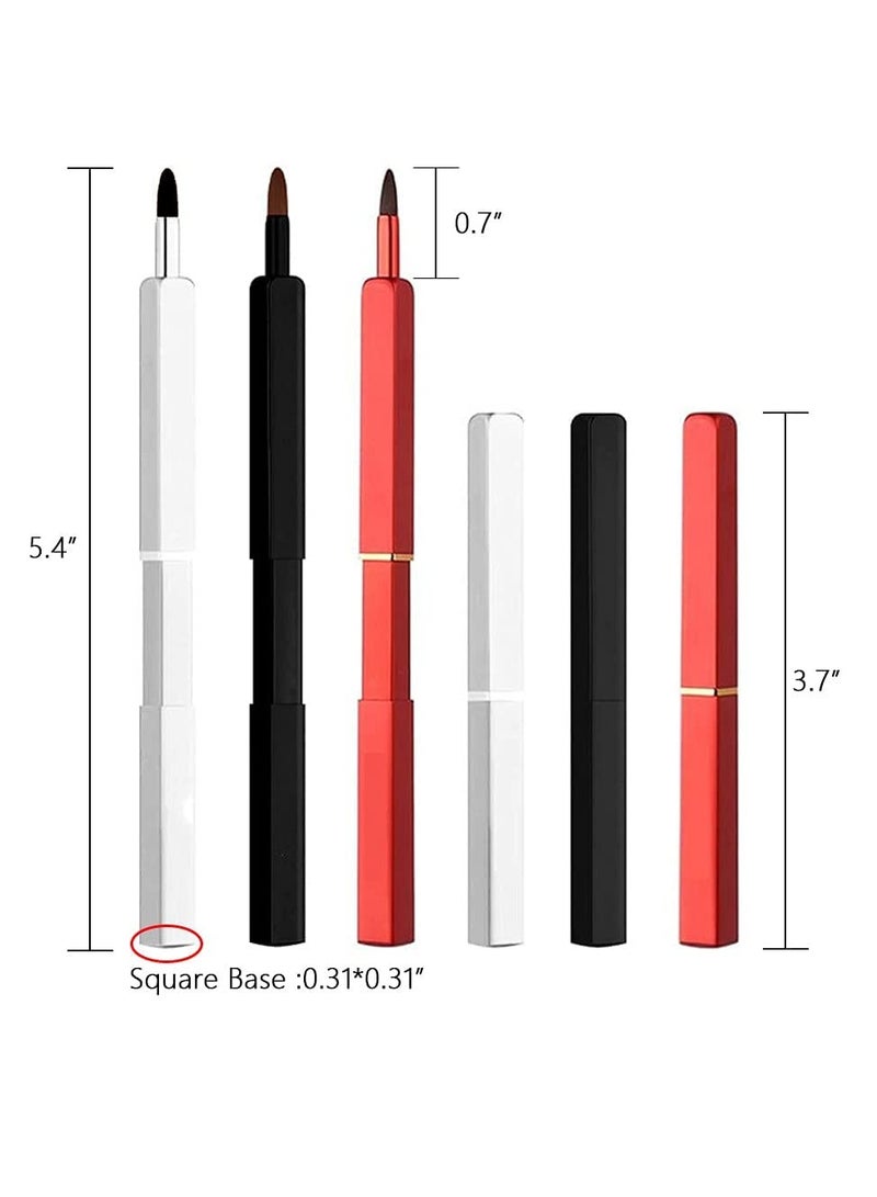 3 Pcs Lip Brushes, Aluminum Tube Retractable Lip Brush, Ladies Makeup Lipstick Lip Gloss Applicator, Lipstick Brush Supplies for Beauty (Black+Silver+Red) - Image 3