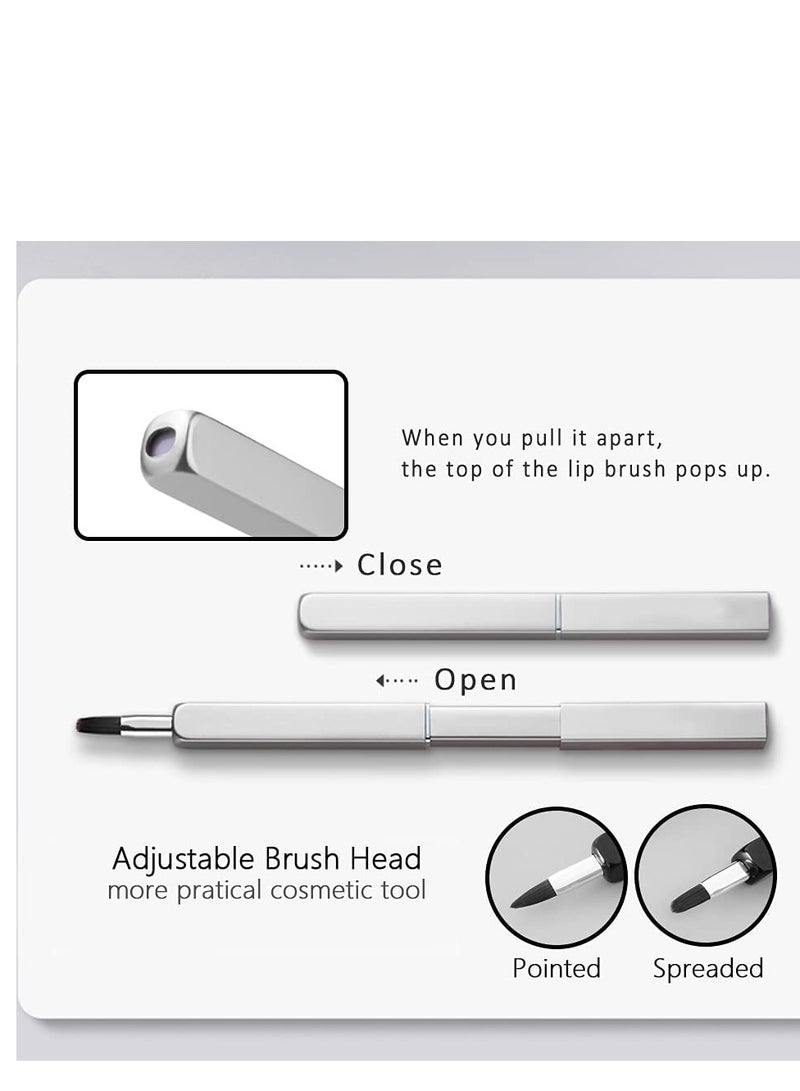 3 Pcs Lip Brushes, Aluminum Tube Retractable Lip Brush, Ladies Makeup Lipstick Lip Gloss Applicator, Lipstick Brush Supplies for Beauty (Black+Silver+Red) - Image 5