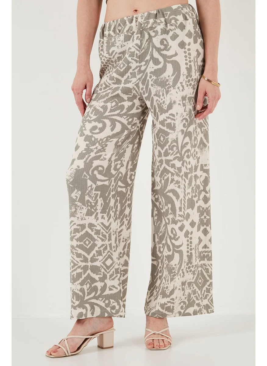 Lela Patterned Standard Fit High Waist Wide Leg Trousers Women's Trousers 5869019