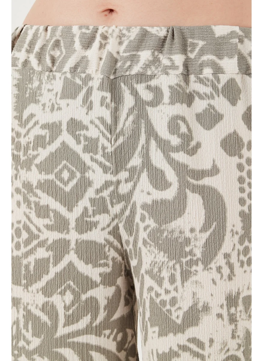Lela Patterned Standard Fit High Waist Wide Leg Trousers Women's Trousers 5869019