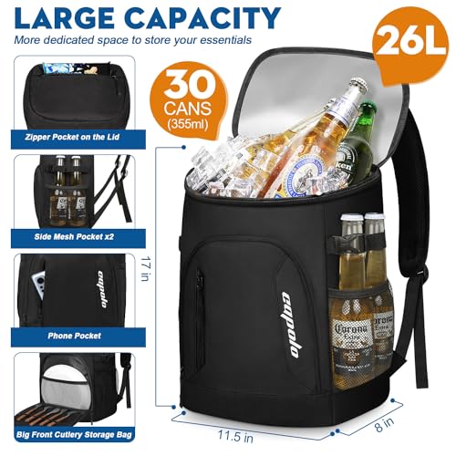 Capolo Cooler Backpack 30 Cans, Insulated Thermal Bag Drink Beverage Beer Soft Cooler Lunch Camping Travel Picnic Hiking for Men Women White - Image 4