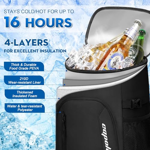 Capolo Cooler Backpack 30 Cans, Insulated Thermal Bag Drink Beverage Beer Soft Cooler Lunch Camping Travel Picnic Hiking for Men Women White - Image 2