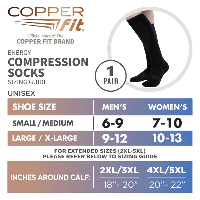 Copper Fit Unisex-Adult's 2.0 Easy-Off Knee High Compression Socks, black, Small/Medium - Image 3