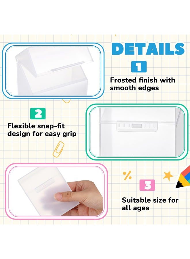Clabby 12 Pcs Plastic Clear Crayon Box Clear Bulk Holds 24 Crayons Boxes Wth Hinged Lid and Snap Closure for Pens School Office Supplies Organization - Image 3