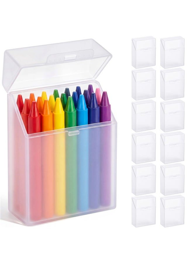 Clabby 12 Pcs Plastic Clear Crayon Box Clear Bulk Holds 24 Crayons Boxes Wth Hinged Lid and Snap Closure for Pens School Office Supplies Organization - Image 1