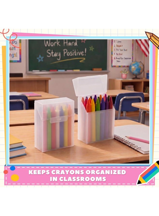 Clabby 12 Pcs Plastic Clear Crayon Box Clear Bulk Holds 24 Crayons Boxes Wth Hinged Lid and Snap Closure for Pens School Office Supplies Organization - Image 5