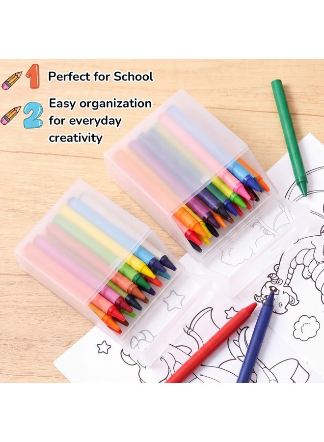 Clabby 12 Pcs Plastic Clear Crayon Box Clear Bulk Holds 24 Crayons Boxes Wth Hinged Lid and Snap Closure for Pens School Office Supplies Organization - Image 4